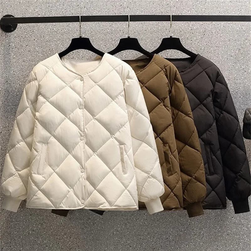 2023 Giacca corta imbottita in cotone Cappotto femminile in piumino di cotone Autunno Inverno Donna Leggero trapuntato reticolo Parka Casual Top Cappotti