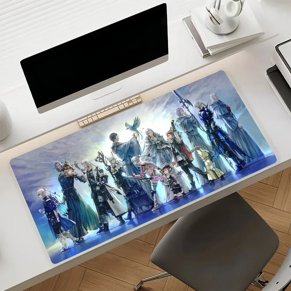 Final F-Fantasy XIV Mouse Pad Large Non-Slip Waterproof Mat Stitched Edge Keyboard Pad for Gaming Daily Office