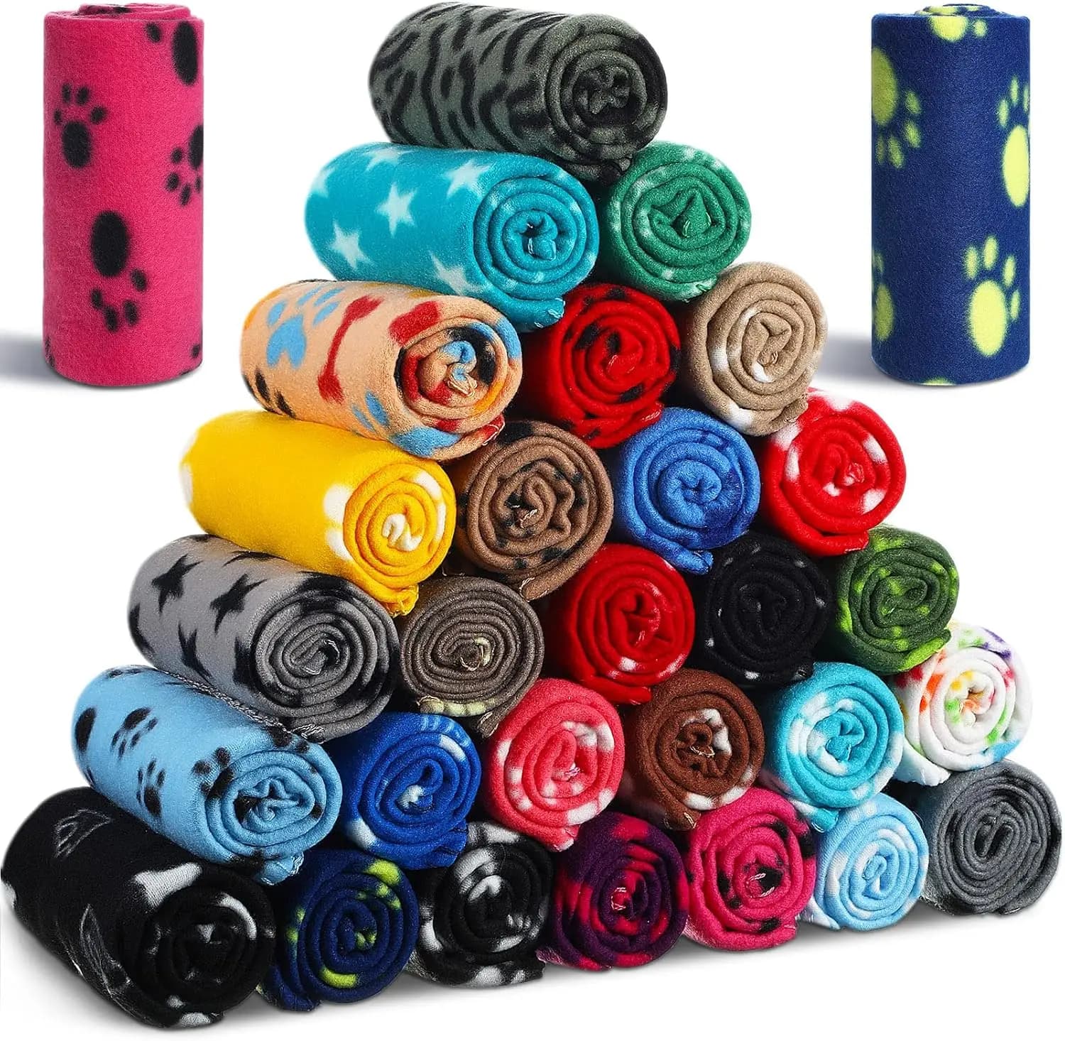Set di 28 Coperte in Pile per Animali Domestici, Morbide e Calde Coperte con Stampa di Zampe per Cani e Gatti, 60x70 cm