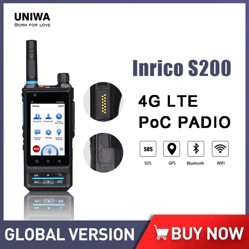 UNIWA Inrico S200 4G ZELLO Walkie Talkie Smartphone Android 3.1 pollici 1GB 8GB Telefono cellulare 4000mAh 13MP Walkie Talkie a lungo raggio