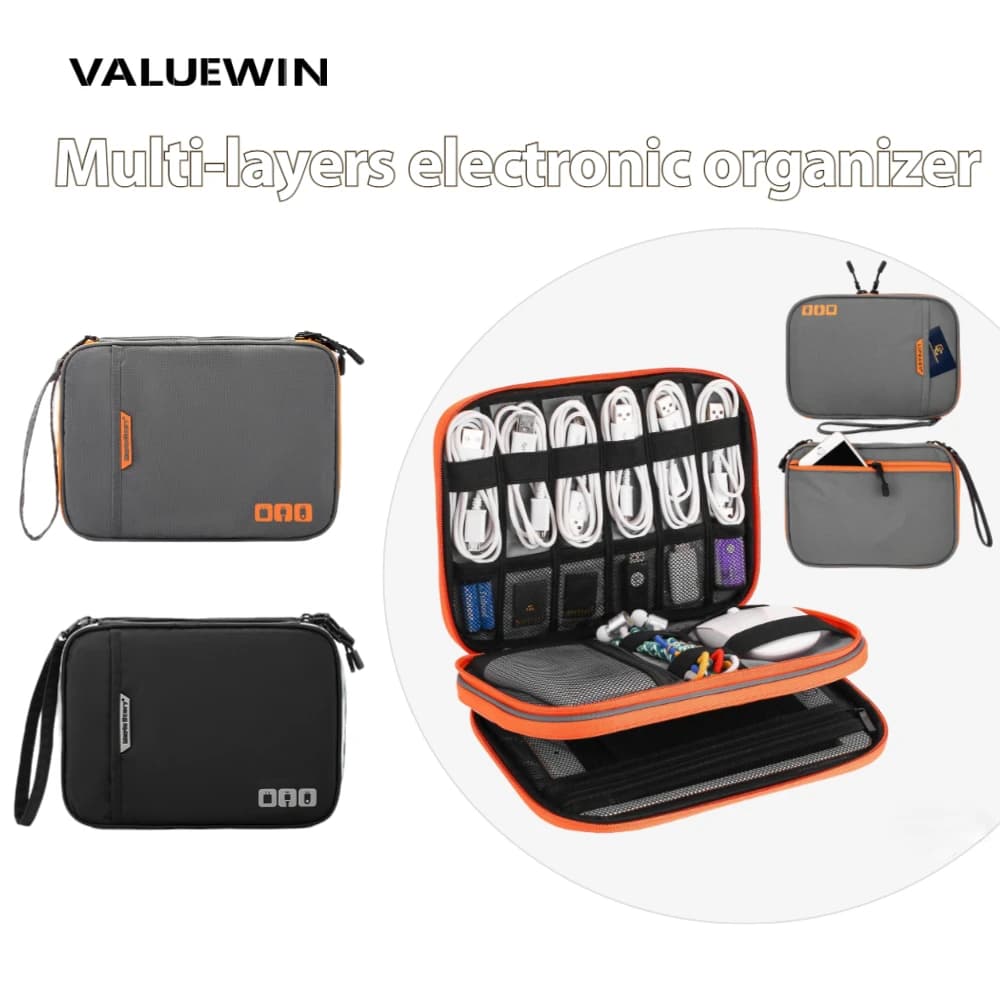 Borsa per Elettronica, Organizer per Accessori Elettronici per iPad, Cavo USB, Scheda SD, Borsa Impermeabile Portatile per Elettronica