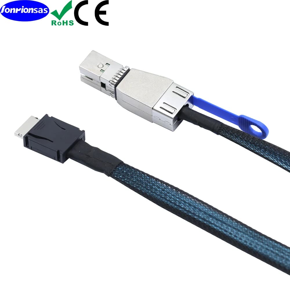 External Mini SAS HD SFF-8644 to Mini SAS OCuLink 4i SFF-8611 42P Hybrid SSD Data Active Cable
