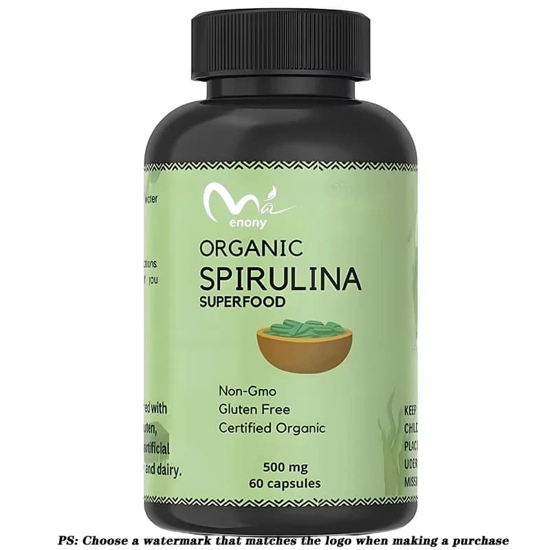 Spirulina Powder Protein Capsules - Vitamins and Minerals for Energy - Gluten Free Vegetarian Superfood for (60 capsules)