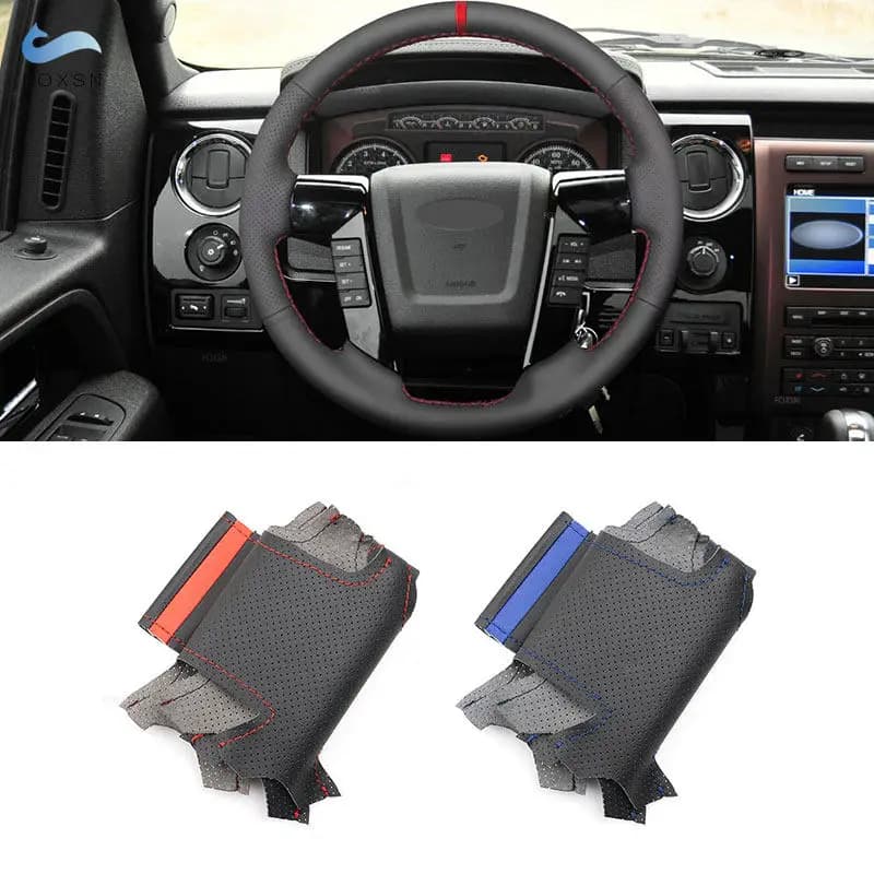 Per Ford F-150 F150 2009-2014 Expedition 2015 2016 2017 Copertura del Volante in Pelle Traforata Cucita a Mano per Interni Auto