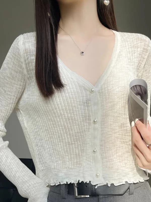 Ice Silk Short Cardigan Women's Outerwear Spring Fashionable Vest Skirt Outer Cover Sunscreen Air Conditioning Sweater