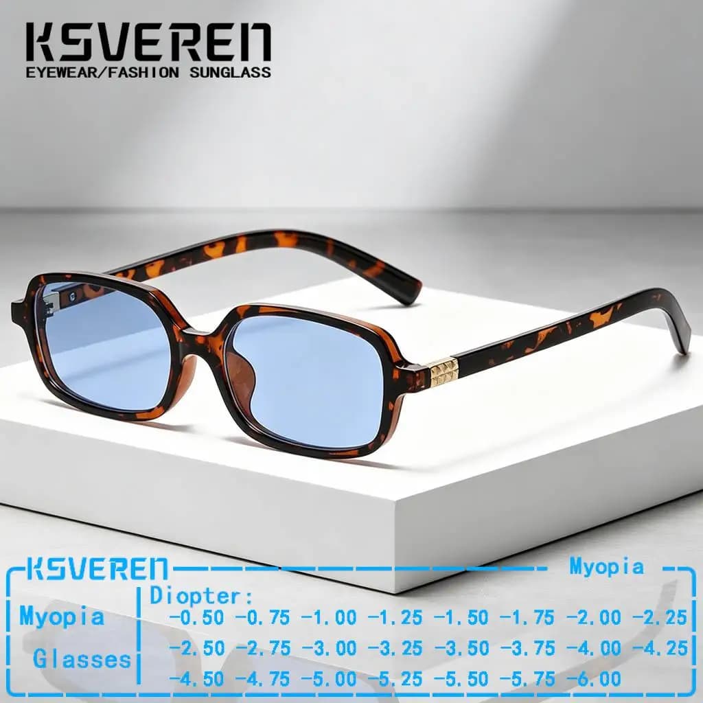 Occhiali da Sole con Montatura Quadrata Piccola per Miopia da -0.50 a -6.00, Occhiali da Sole con Lenti Colorate su Prescrizione per Uomo e Donna, Occhiali da Guida alla Moda