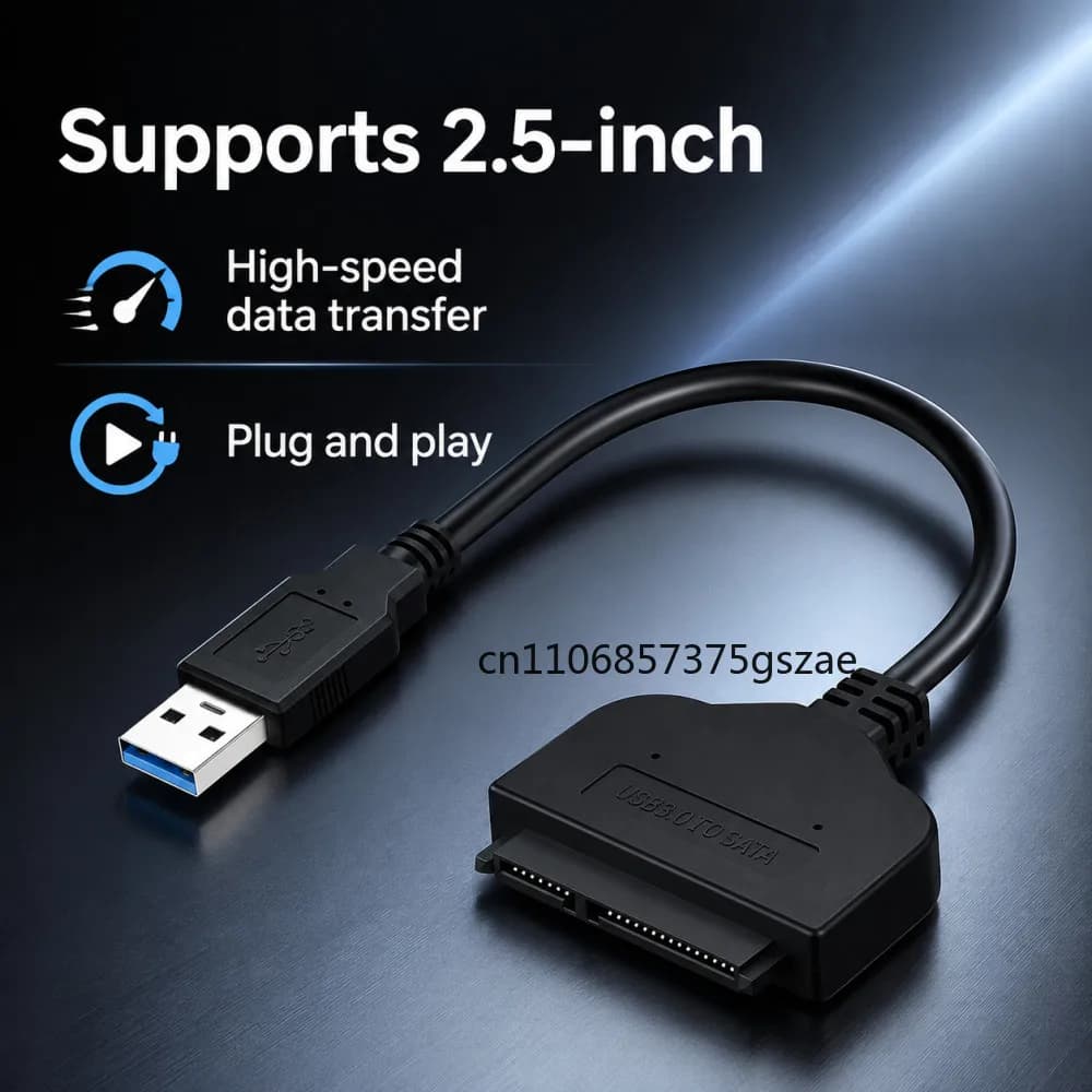 USB to SATA Adapter SATA to USB 3.0 Cable Support 2.5 Inches External SSD HDD Hard Drive SATA 7+15 Pin Cable Up to 5 Gbps