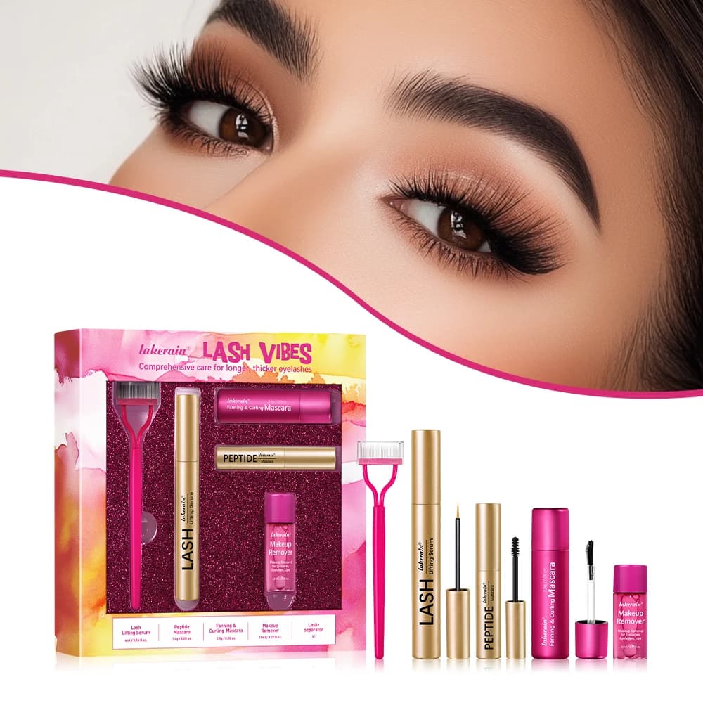 Super convenient cosmetic set: Luxury set for eyelashes, eyelash care (grain essence for eyelashes, peptidic mascara, volumizing mascara, ostrich, etc.)
