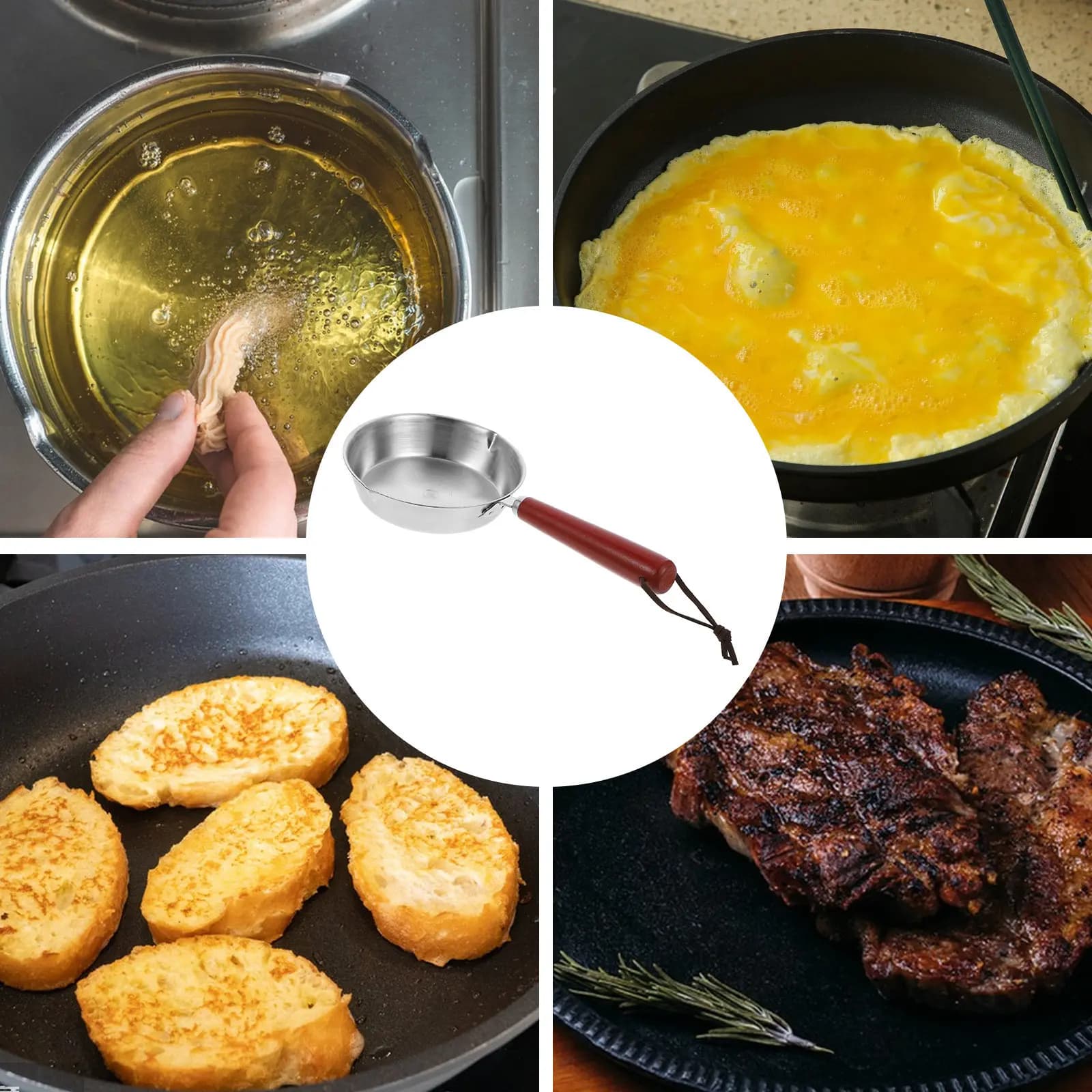 Mini Stainless Steel Deck for Fried Eggs, Omelette, Pancake, Open Barbecue, Travel, Lightweight and Easy to Clean