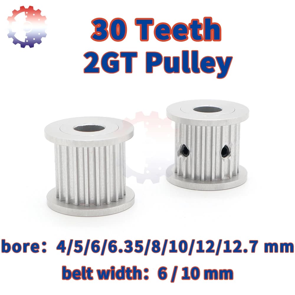 Puleggia Dentata 2GT a 30 Denti, Puleggia di Sincronizzazione GT2 con Foro 4/5/6~12mm, Larghezza 6-10mm, 30T per Stampante 3D