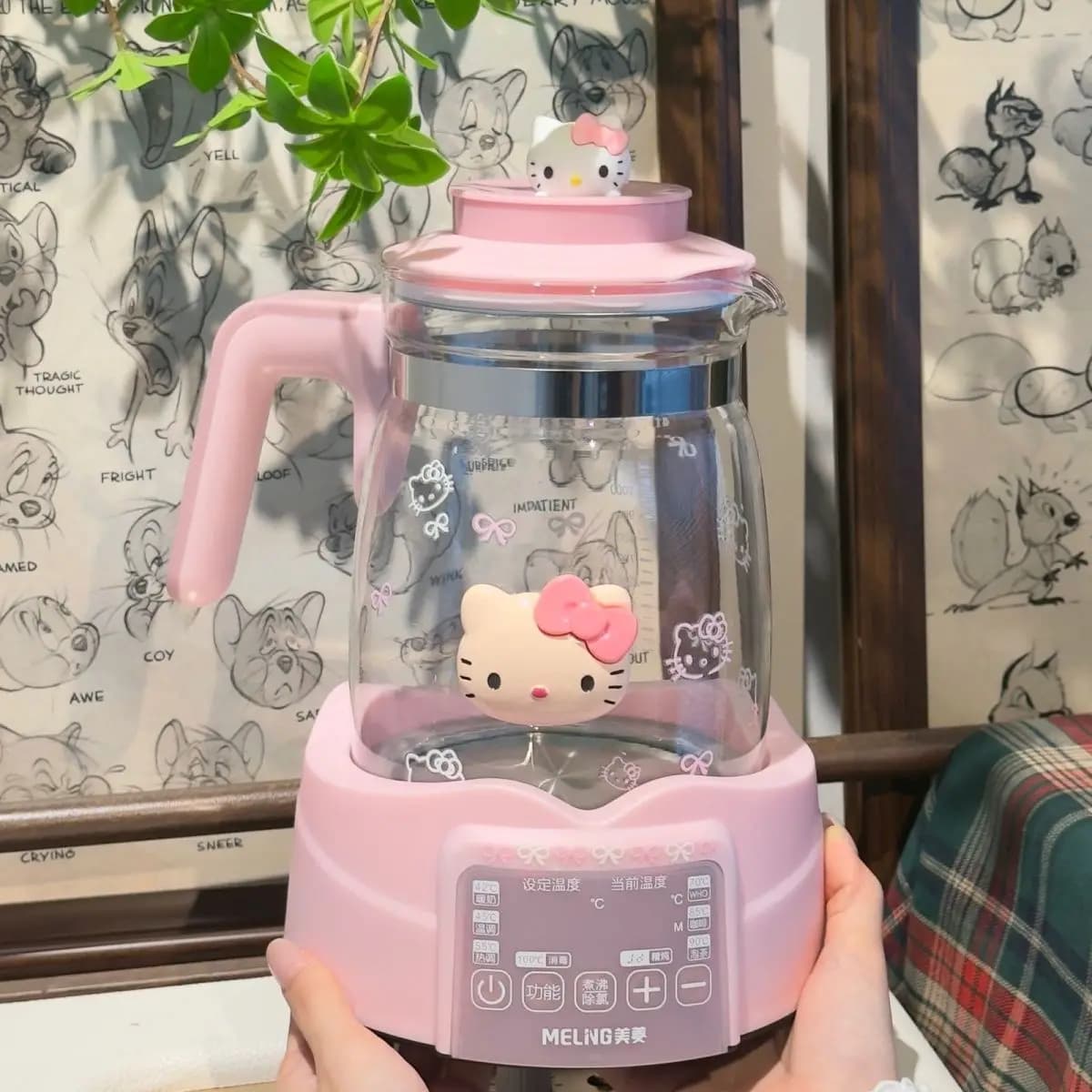 Anime Sanrio Hello Kitty Constant Temperature Electric Kettle Automatic Tea Maker Household Birthday Gift Cartoon Kawaii Lovely