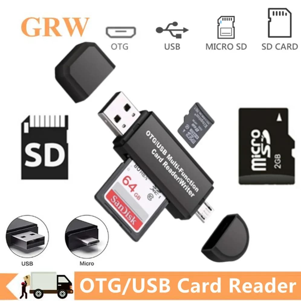 GRWIBEOU 2 In 1 memoria OTG adattatore per lettore di schede USB 2.0 adattatore universale per lettore di schede SD Micro USB TF per telefono Computer portatile