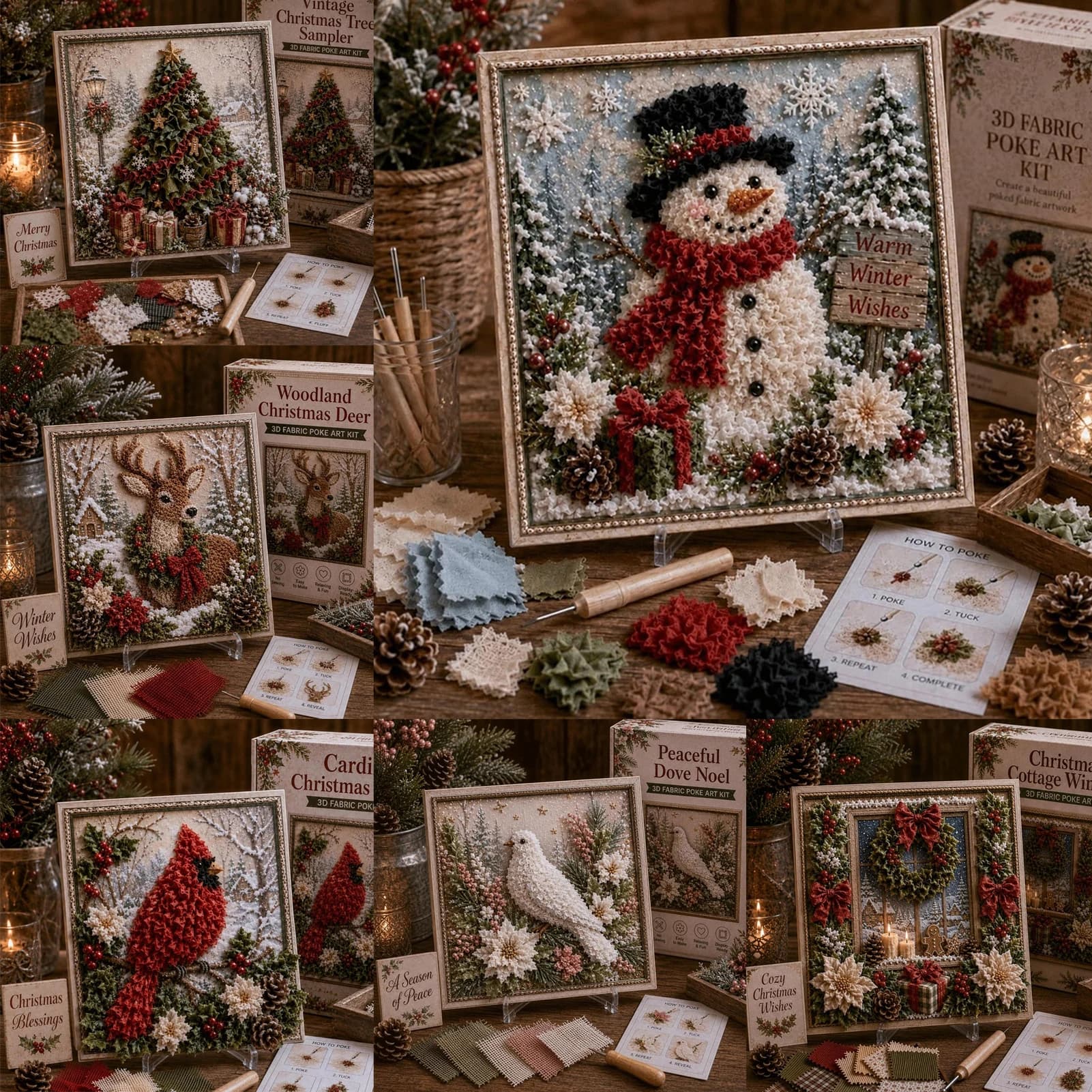 3d Christmas Punch Needle Kit For Beginners Complete Diy Kit With Festive Home Wall Decor Personalized Hand-Made Holiday Gift