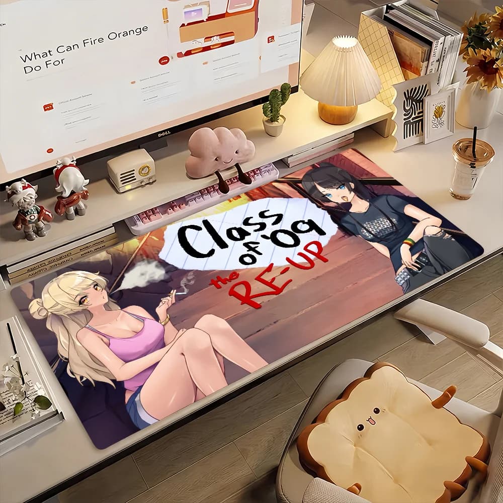 Tappetino per mouse da gaming, tappetino da scrivania grande, antiscivolo, bordi cuciti, stampa Class of 09 Anime Girls, tappetino per tastiera per gamer, casa e ufficio