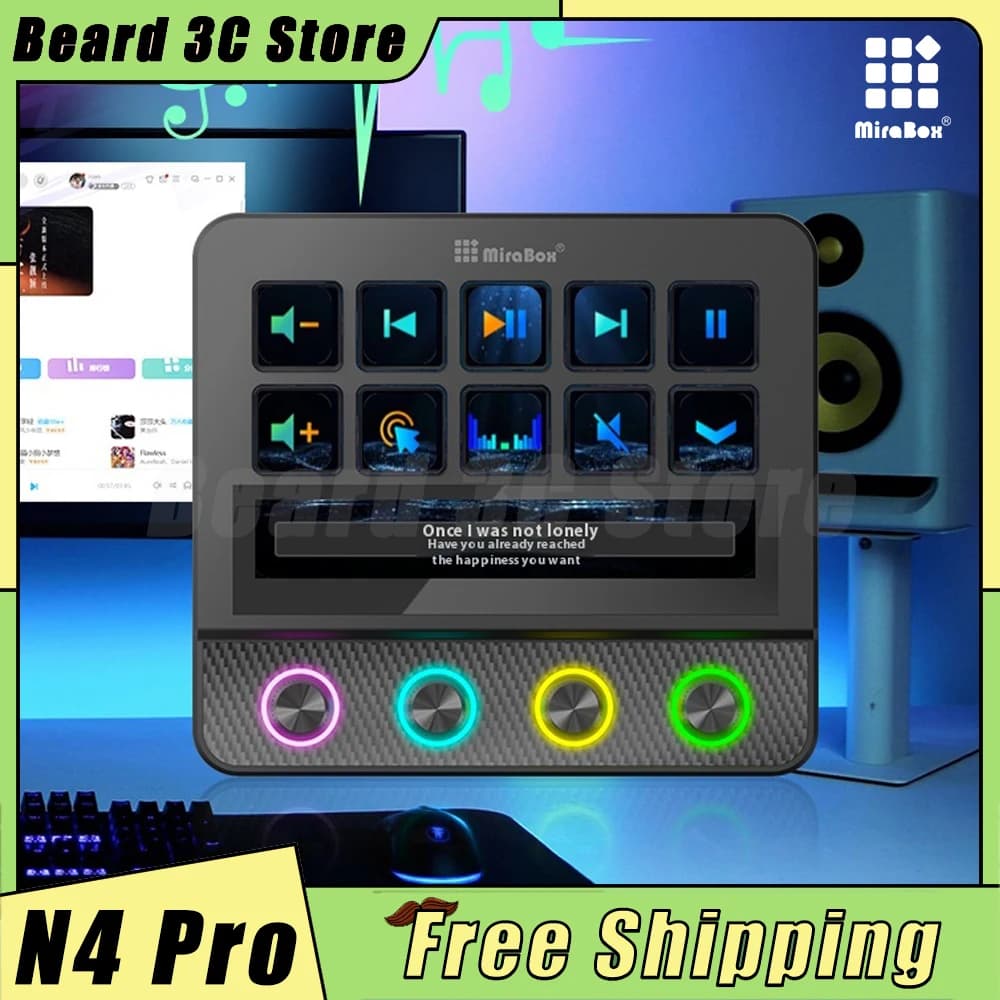 MBOX N4 Pro Streamdeck Mirabox Mini Tastierino a 10 Tasti per Macro Visuali, Controller per Creazione Contenuti Live, Tastiera Multimediale, Regalo