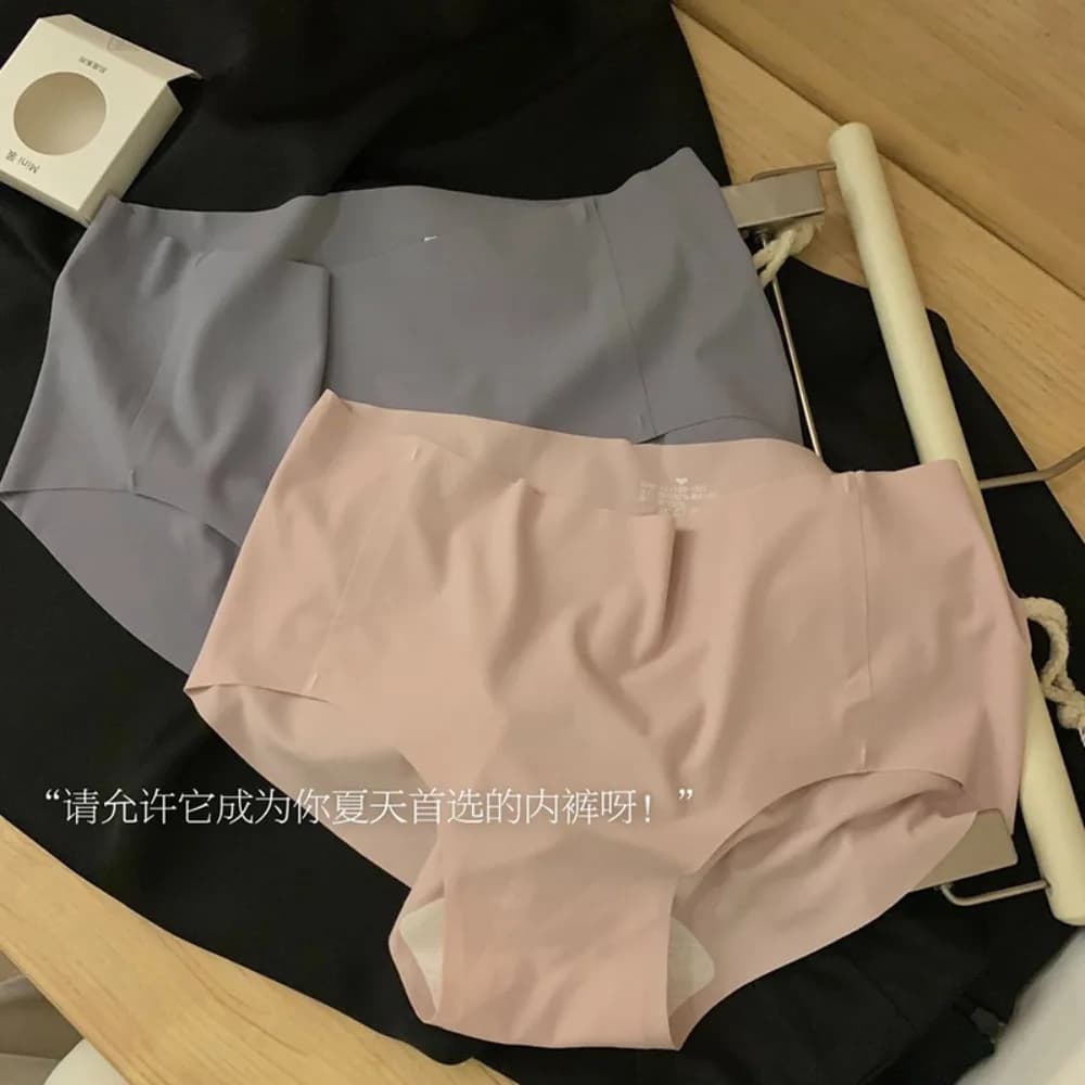 Intimo senza cuciture da donna per il fitness, comodo e leggero, traspirante, stile in seta ghiaccio a vita media