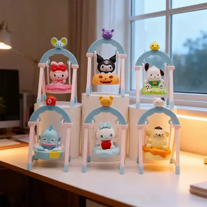 Figura anime scatola cieca altalena bambola Sanrio torta modello fatto a mano Kuromi decorazione torta di compleanno regalo misterioso