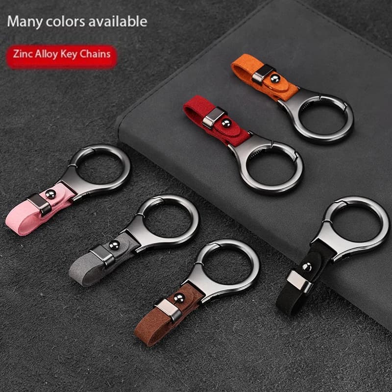 Anello portachiavi per auto in pelle scamosciata Celebrity Car Home da donna per uomo Portachiavi con ciondolo anti-smarrimento universale Portachiavi con ciondolo in metallo
