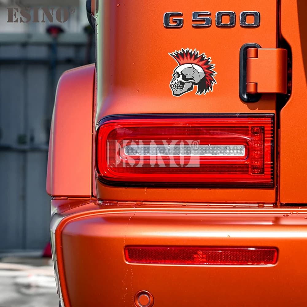 Adesivo per Auto Punk Cartoon Teschio Mohawk USA, Decalcomania Personalizzata in Vinile PVC Impermeabile per Decorazione Carrozzeria Veicolo