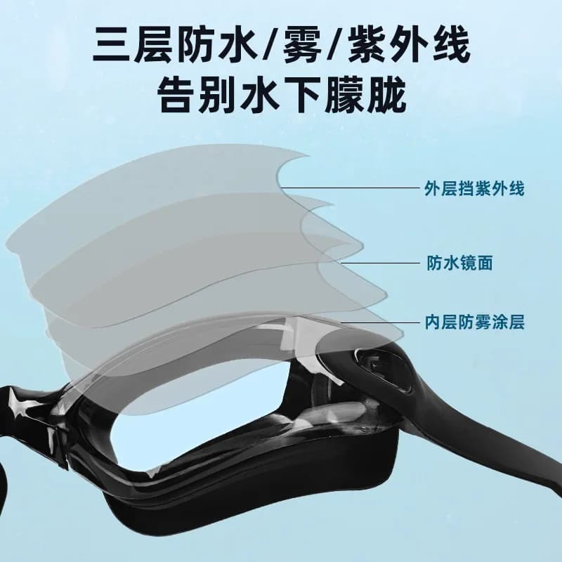 Professional HD Anti Fog Electroplated Swimming Goggles, Prescription Waterproof Small Frame Swim Glasses No Face Indent For