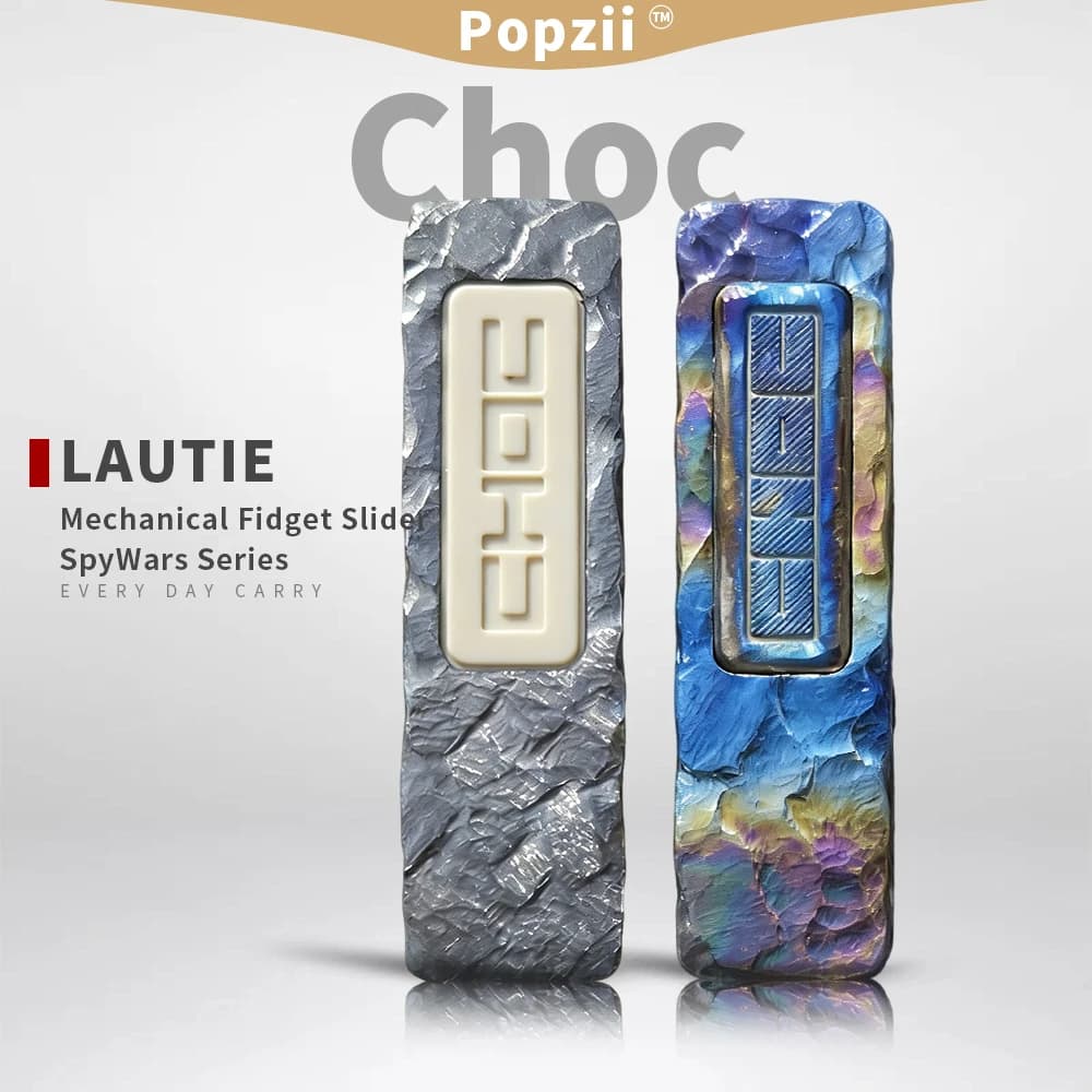 LAUTIE Choc EDC Zirconio Titanio DIY Carving Mechanical Push Slider Metal Juguetes Anti Ansiedad Cool Gadget Fidgeting Toys