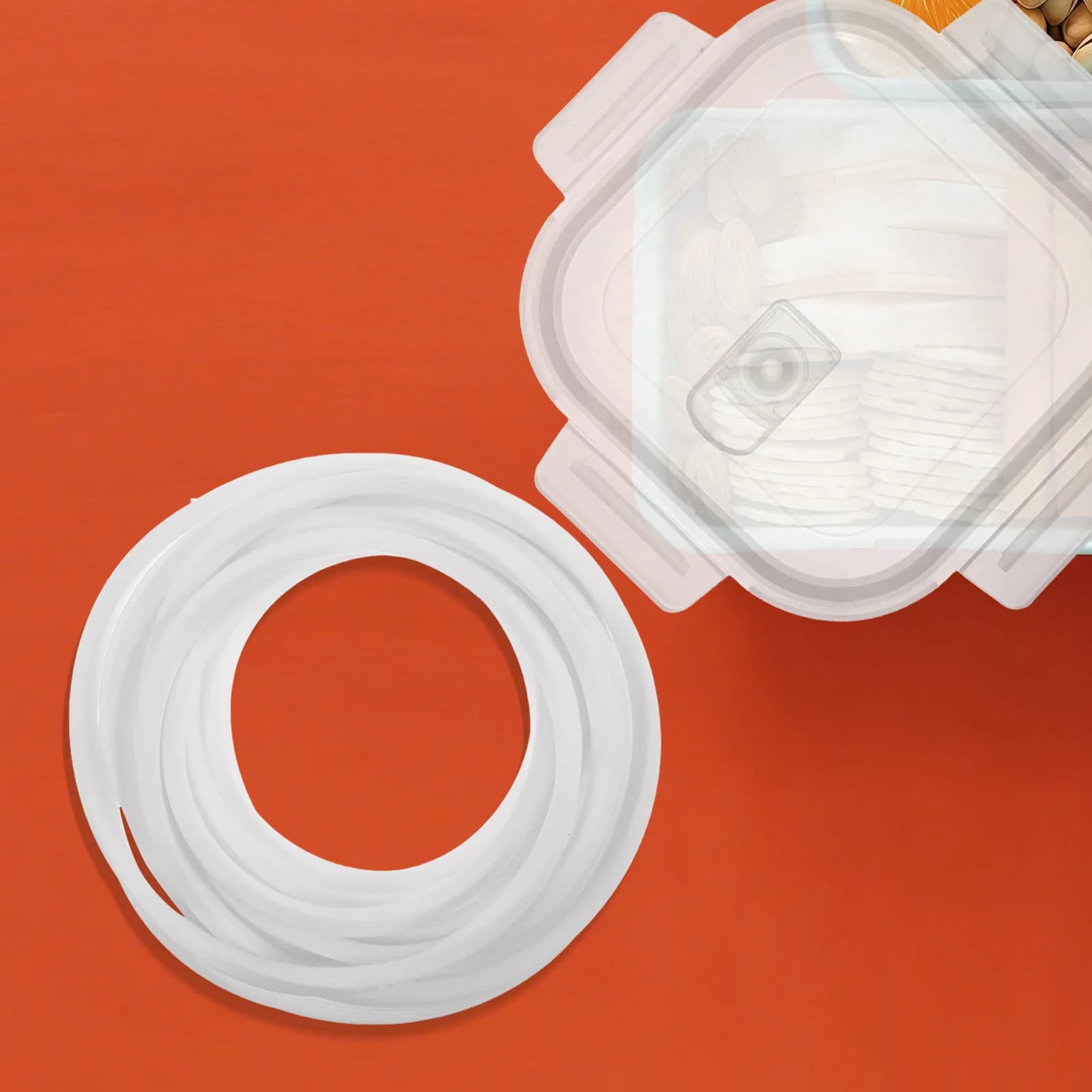 Guarnizione Flessibile in Silicone da 16 Piedi per Contenitori Alimentari, Scatole per il Pranzo, Coperchi per Contenitori in Vetro, Ermetica e Antiperdita, Resistente al Calore e al Freddo