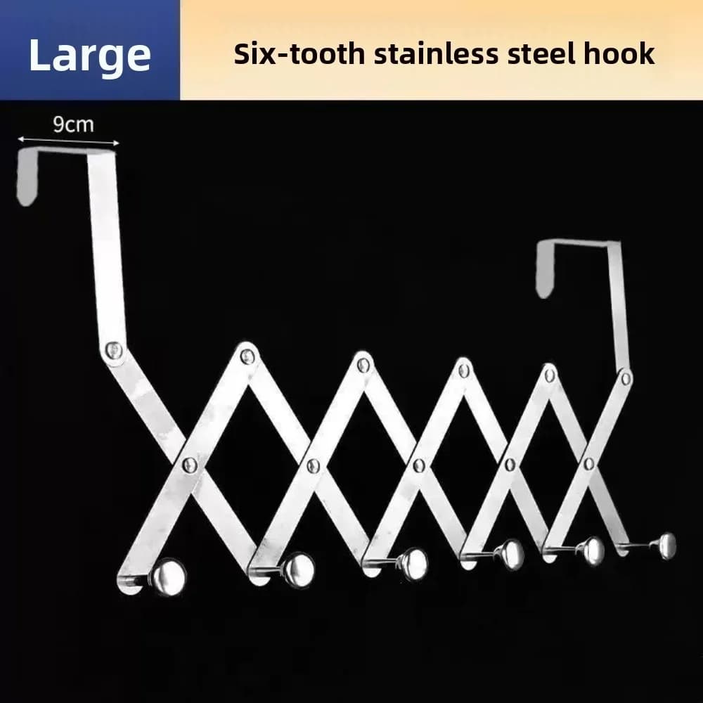 New Foldable Back Door Hook Wall-mounted Stainless Steel Storage Rack Adjustable Retractable Clothes Rack