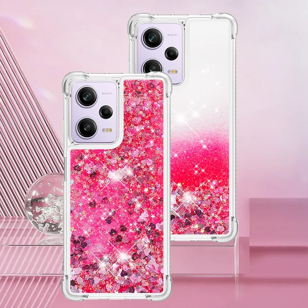 Custodia per telefono con sabbie mobili liquide glitter Bling per Xiaomi Redmi Note 12 11 Pro 4G 12S 11S 12C,Poco X5 5G Proteggi la copertura trasparente carina