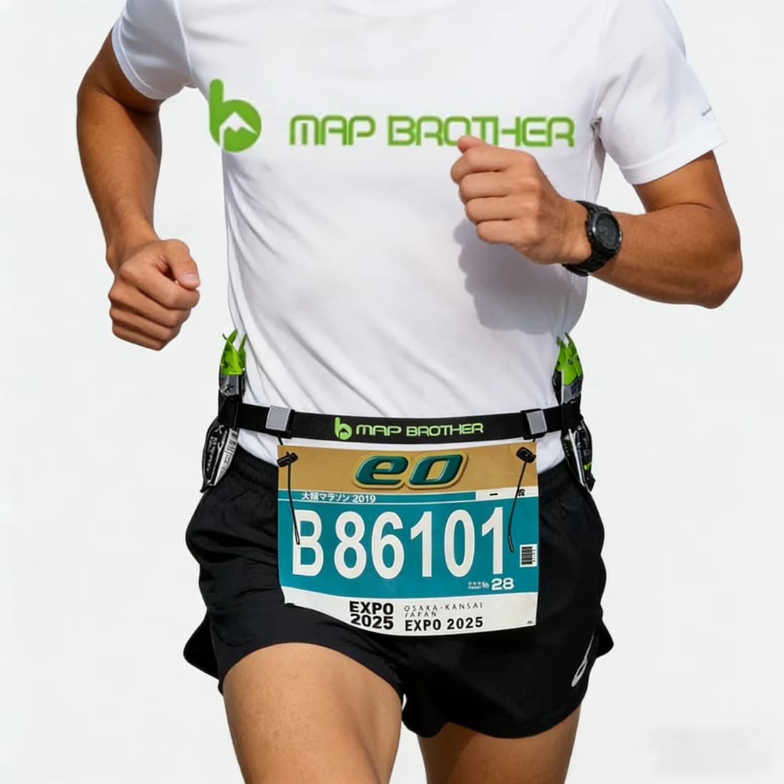 MAP BROTHER Marsupio Unisex Porta Numero da Gara con 6 Anelli, Porta Pettorale Riflettente per Triathlon, Maratona, Ciclismo, Moto M3020