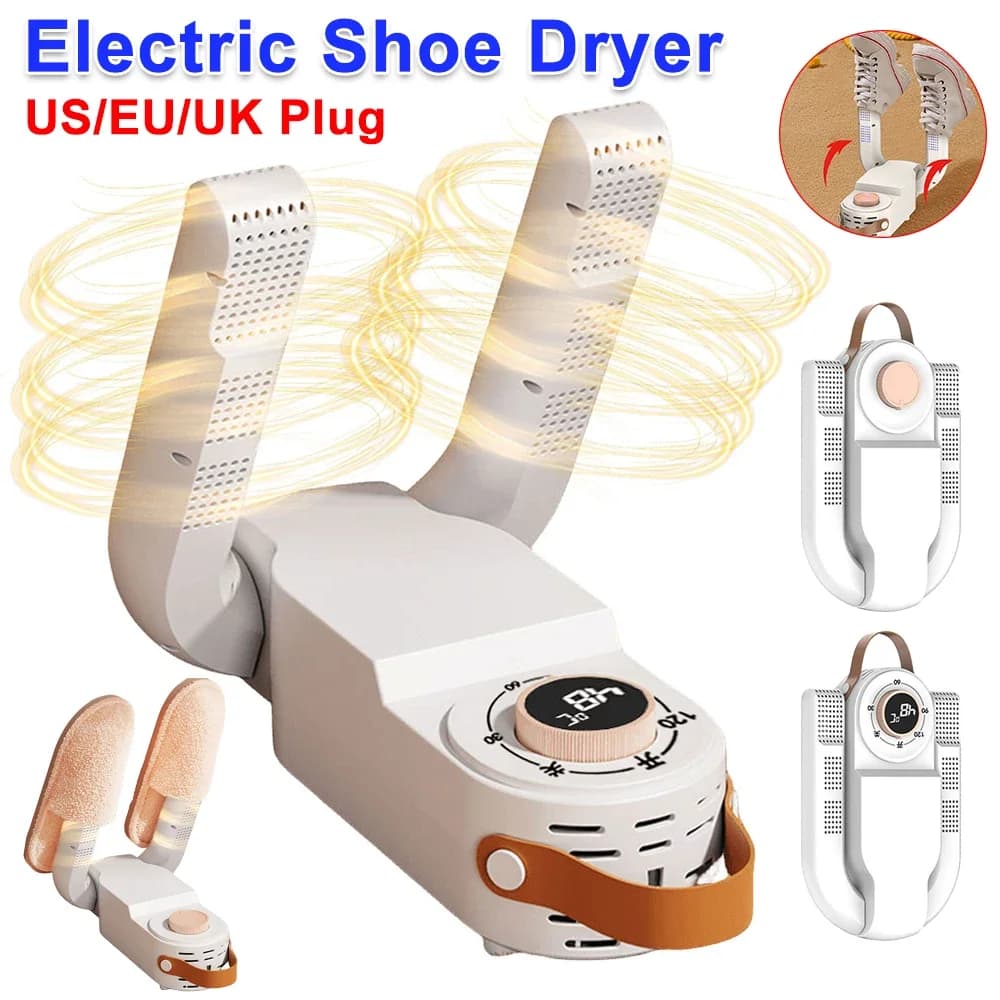 Asciugascarpe Elettrico Pieghevole con Timer, Deumidificatore Automatico per Stivali da Lavoro, Sneakers e Guanti