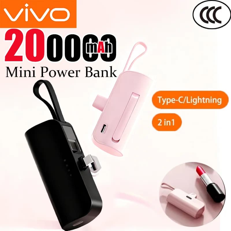 VIVO 500000mAh Mini Power Bank Portable Built-in Powerbank mobile large capacity charging cable for iPhone Samsung