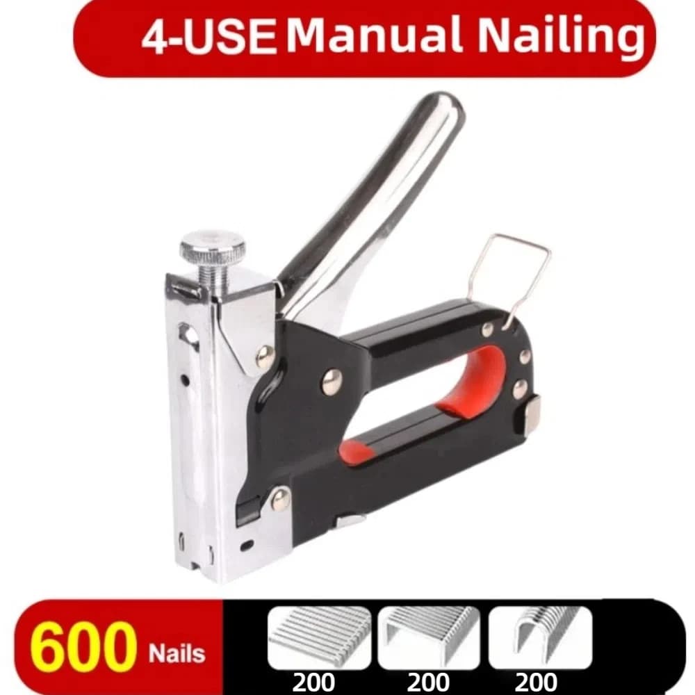 Nuova chiodatrice 4 in 1 resistente con 600 graffette chiodatura manuale potente cucitrice da 4-14 mm per la lavorazione del legno e della casa