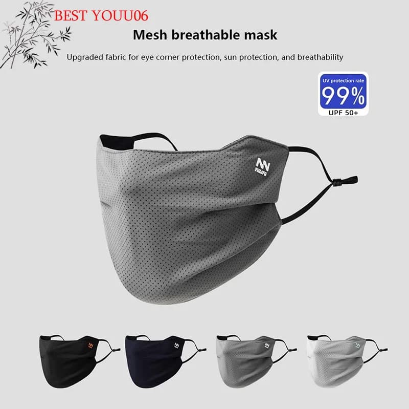 Sunscreen for men, reusable, breathable, UV protection, solid color, washable, summer cycling mask