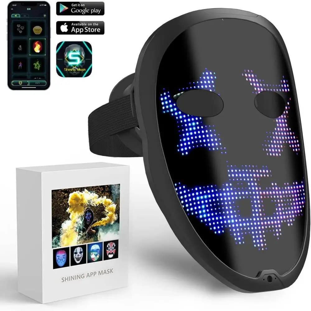 Party LED Light up Mask Gesture Sensing Smart Display LED Face Masks Programmable Bluetooth App Control Transforming Mask
