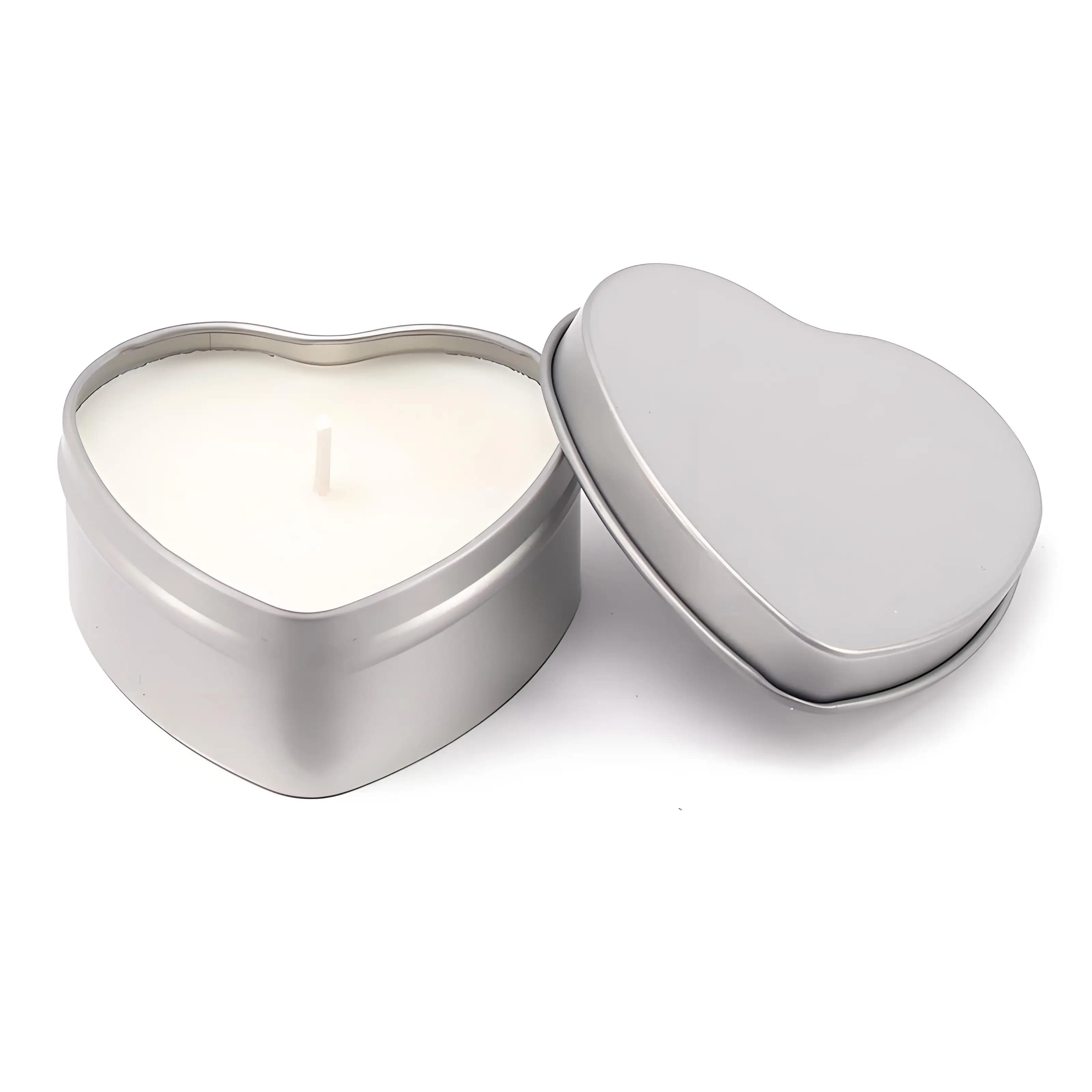 Scatola portaoggetti USB a forma di cuore, ecologica, in latta, creativa, contenitore per candele, robusta mini scatola per profumi, per conservare carte e oggetti artistici