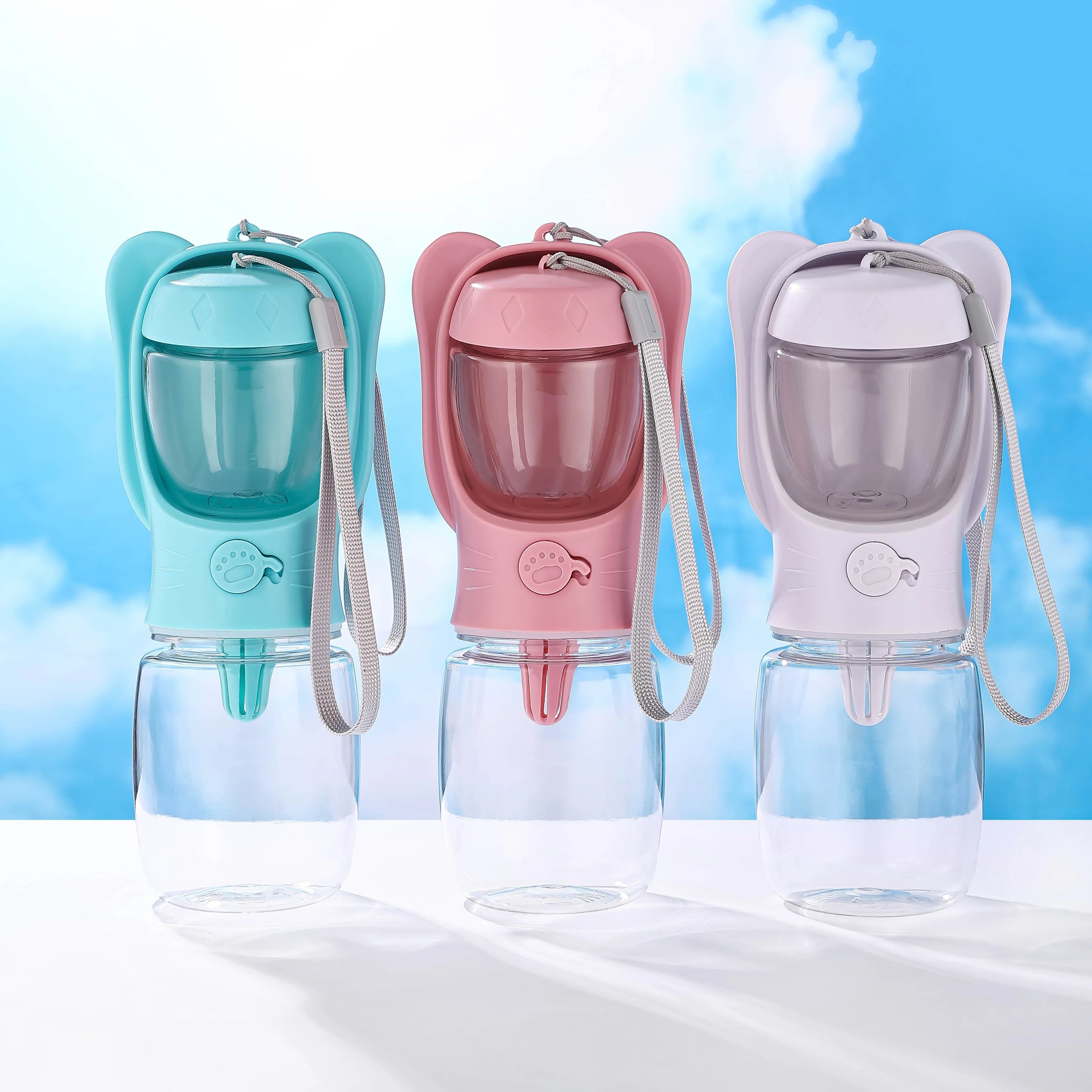 Dog Water Bottle Portable with Removable Food Container Leak‑Proof Travel Drinking Bowl Puppy Cat Feeder for Small Big Dogs