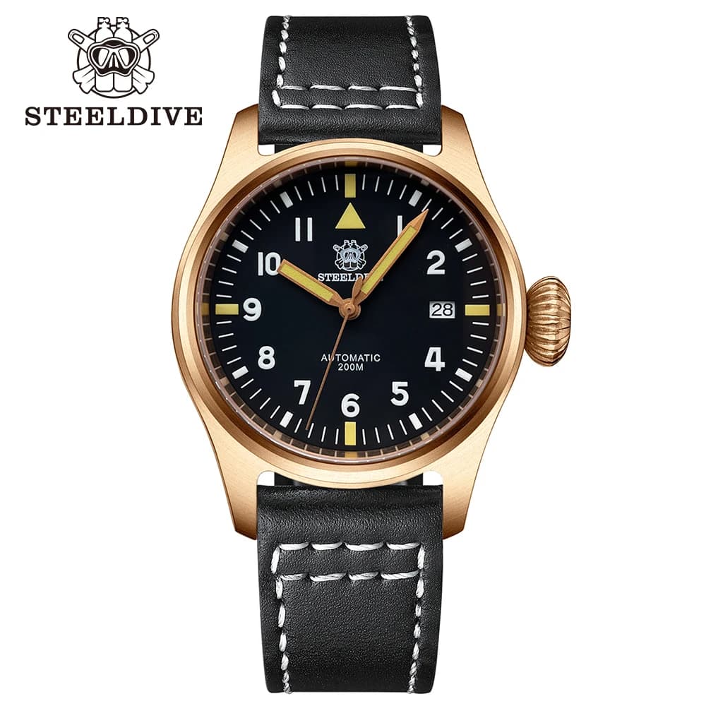 STEELDIVE Vendita Diretta Ufficiale SD1928S Orologio da Uomo in Bronzo CuSn8 Impermeabile 200 Metri con Vetro Zaffiro e Quadrante Luminoso per Immersioni