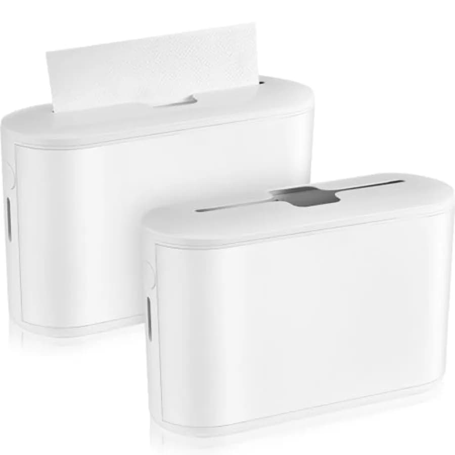 2 Pcs Paper Towel Dispenser Countertop Bathroom Multifold Hand Paper Towel Holder Dispenser for Toilet Bedroom Kitchen White