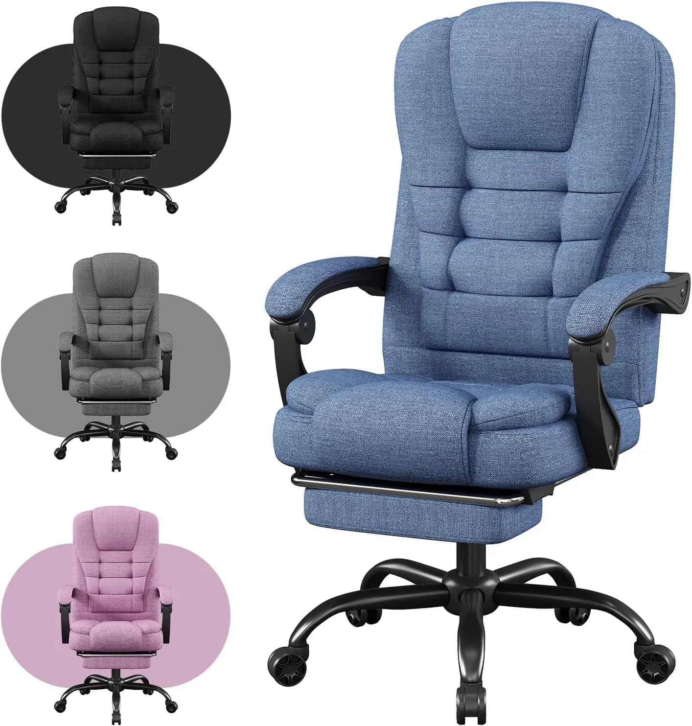 Sedia da Gaming con Poggiapiedi, Sedia da Ufficio Ergonomica Reclinabile a 90 Gradi ° -150 ° Sedia da scrivania regolabile con braccioli collegati, comoda