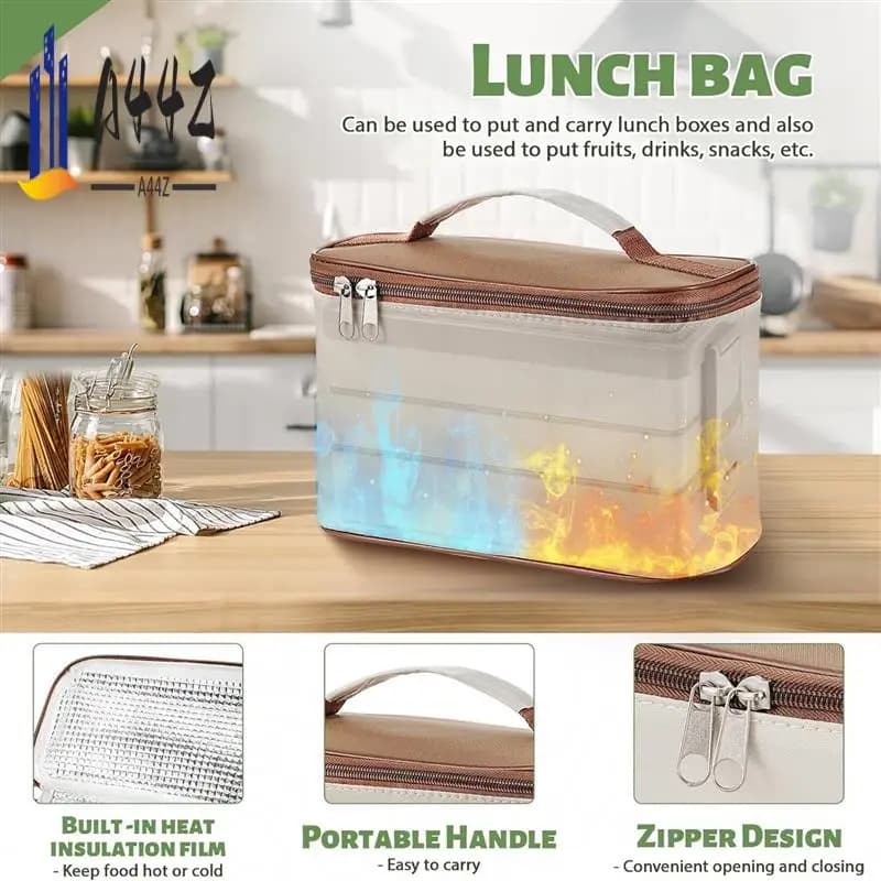 Bento Box A44Z-1500Ml con borsa - Lunch Box a 3 strati con set di posate, contenitore per la preparazione dei pasti 4 in 1 con borsa termica