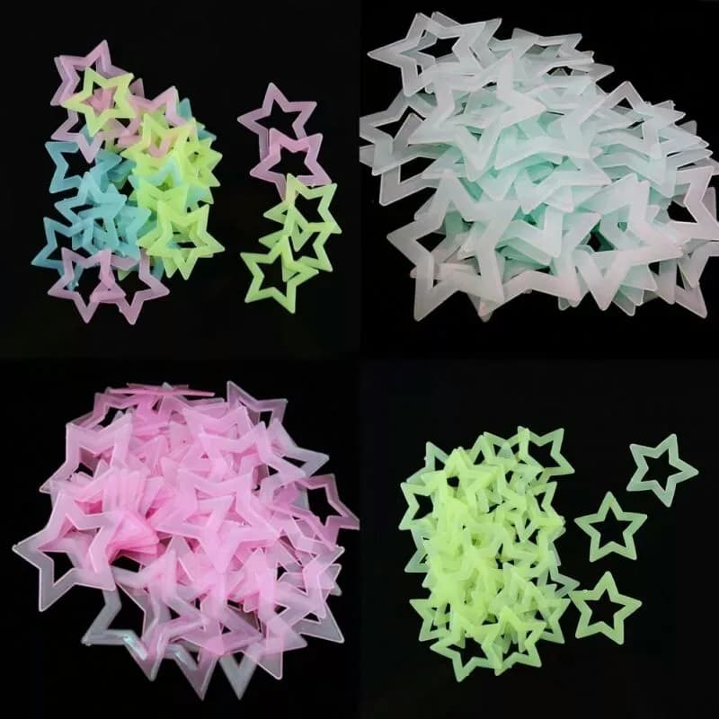3D Hollow Star Energy Storage fluorescente Glow In The dark luminoso su adesivi murali per la camera dei bambini soggiorno decalcomania