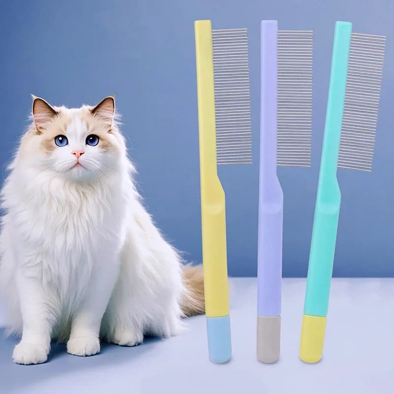 Pettine per Cani Senza Danni, Spazzola Massaggiante per Gatti, Spazzola per Toelettatura Cani, Pettini Antipulci in Acciaio Inox per Pulizia Pelo Gatti, Prodotti per Animali Domestici