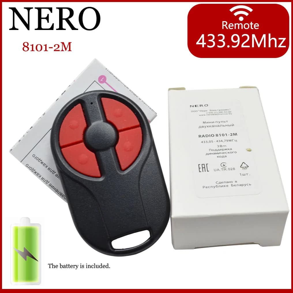 Telecomando Nero Gate 8101-2M mini telecomando a 2 canali 433,05-434,79 MHz
