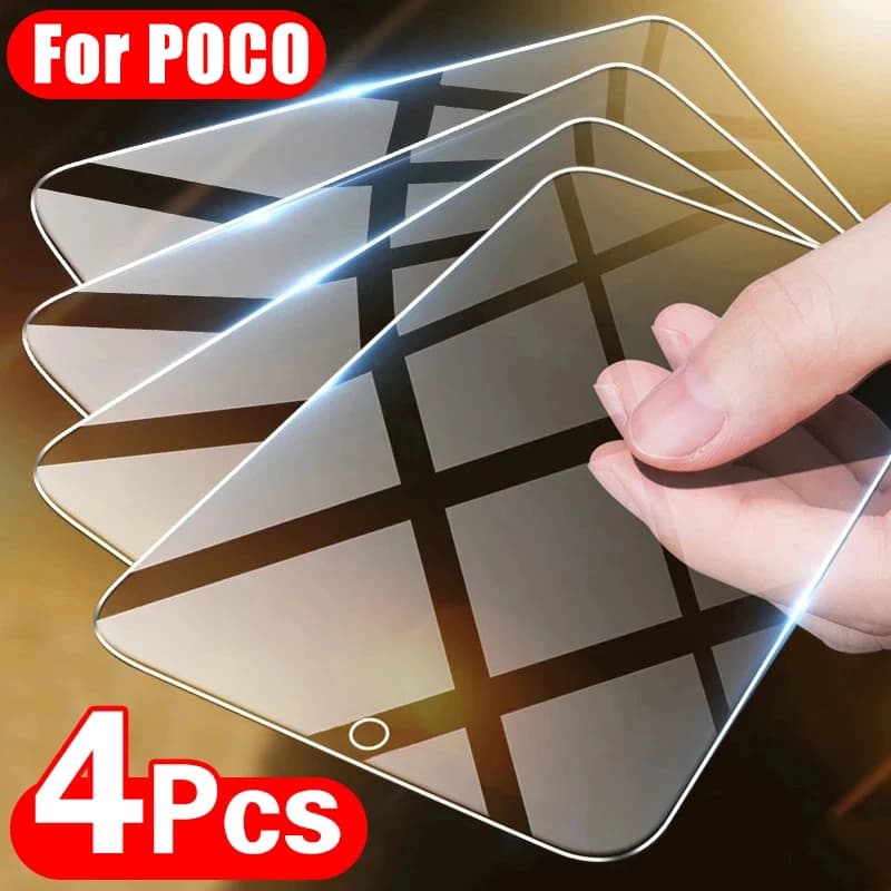 4PCS Vetro di Protezione per Poco X3 Pro X3 NFC M5S M5 Pellicola Della Protezione Dello Schermo per Xiaomi Poco F3 F4 GT F2 Pro M3 M4 X4 Pro 5G Vetro