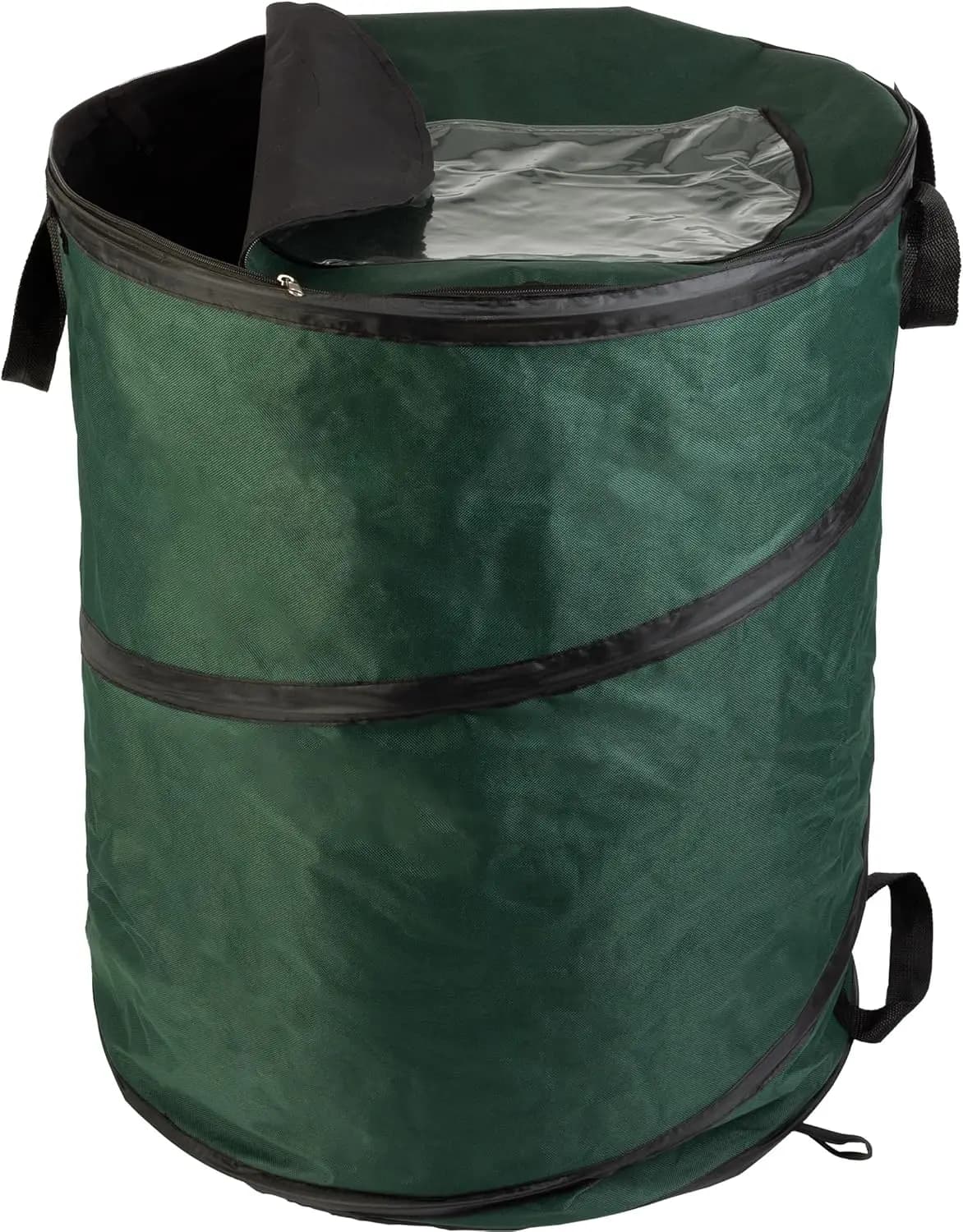 Bidone della Spazzatura Pieghevole da 46 Galloni con Picchetti - Contenitore Pop-Up per Campeggio, Giardino e Stoccaggio (Verde)