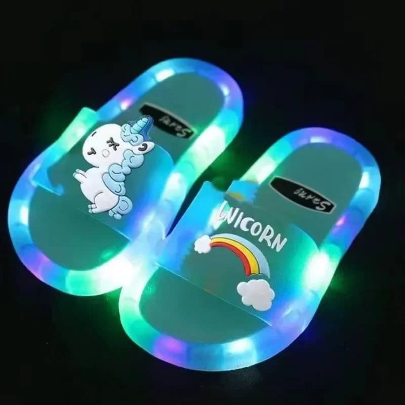 Children's Bright Crystal Shoes Unicorn Sparkling Lights Boys and Girls Light up in the fantastic slippers