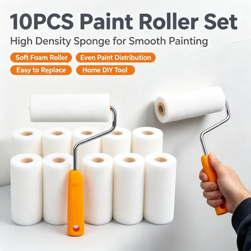 Small Foam Paint Roller 10PCS 4 Inch Mini Roller Covers for Cabinet Door Wall Furniture Painting Smooth Even Bubble Free Finish