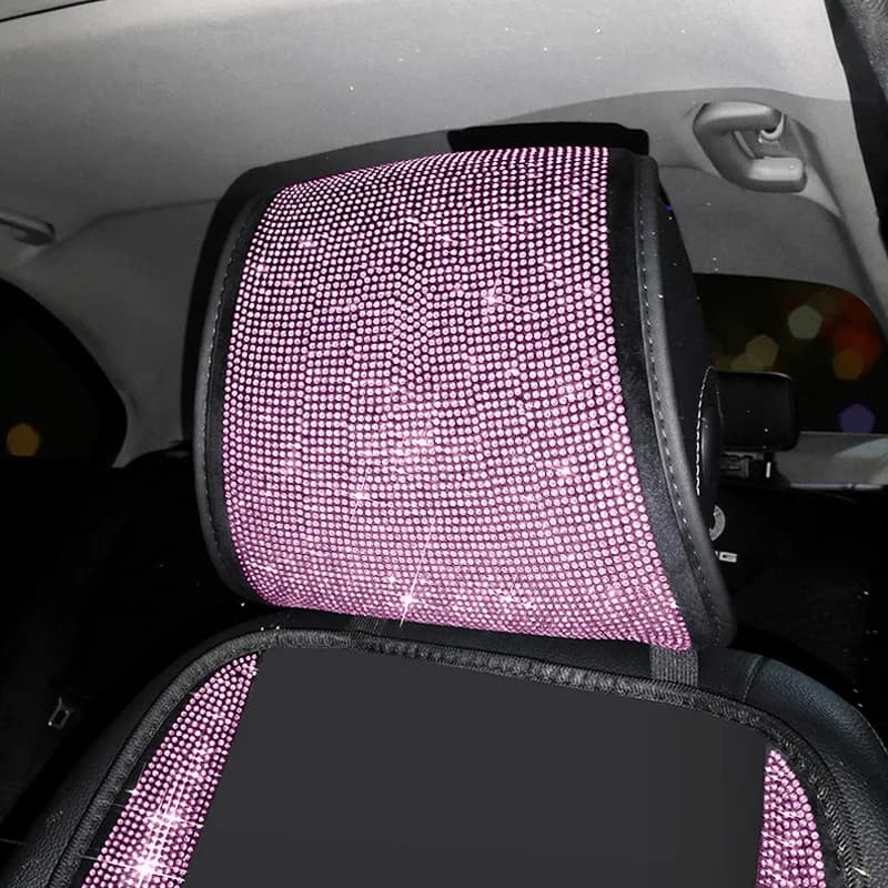 Universal Car Seat Covers in Diamond Crystal Pink Car Seat Pillow Mat Four Seasons for Women, Ladies, Girls, Elegant Gift Accessory