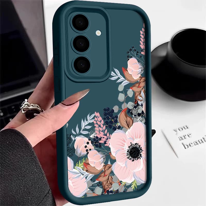 Vintage Flower Case For Samsung Galaxy S24 S23 Ultra S22 S21 S20 FE A15 A35 A16 A26 A36 A17 A37 A57 A54 A55 A56 5G S25 S26 Cover