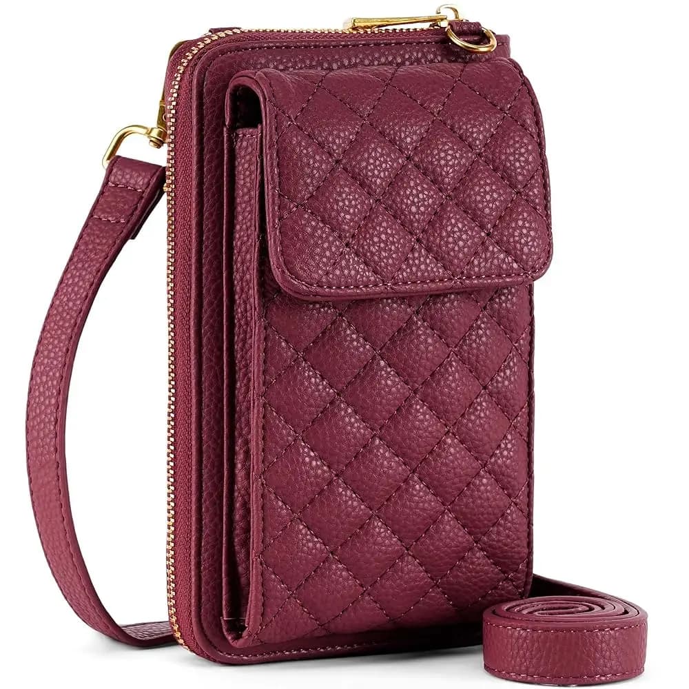 Spedizione Gratuita Piccola Borsa a Tracolla per Cellulare da Donna - Portafoglio per Cellulare con Blocco RFID e Scomparti per Carte di Credito